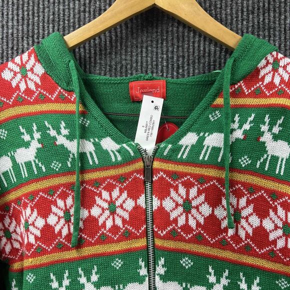 Christmas ROMPER Sweater Women Small Red Green Reindeer Snowflake Party NWT - Picture 8 of 16